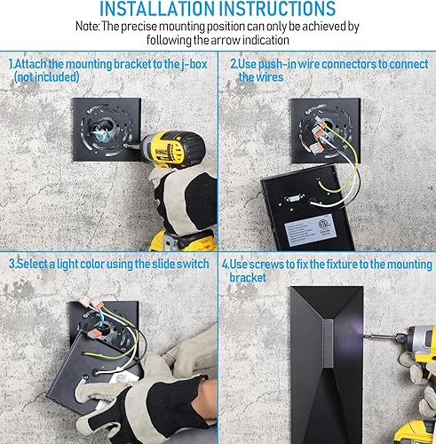 Miniatura 7 de LEONLITE 5CCT - Lámpara de pared LED regulable moderna para exteriores, 100-277V, CRI 90+ ETL listado IP65 cielo oscuro, aplique de pared, 14