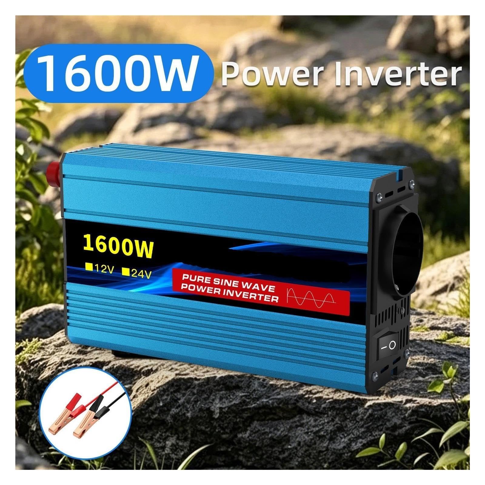 Falownik, Falownik sinusoidalny o mocy 1600 W, podwójne wejście 12 V/24 V do użytku samochodowego i domowego(12V 1600W)
