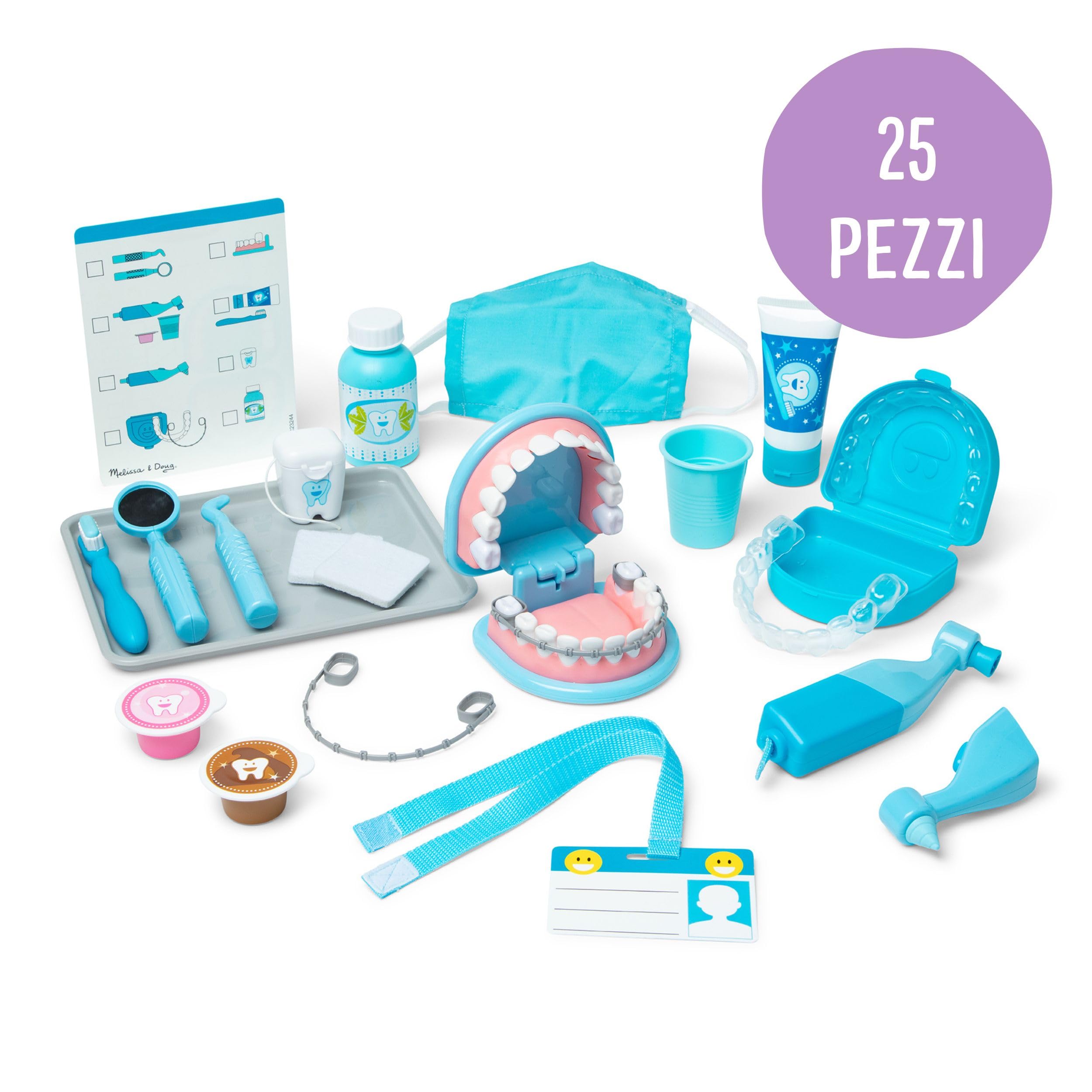 Melissa & Doug Set Per Piccoli Dentisti - Gioco Dentista con Attrezzi, Valigetta Medico, Giocattolo Educativo, Giochi di Imitazione Montessori, Regalo per Bambini e Bambine, 3+ Anni