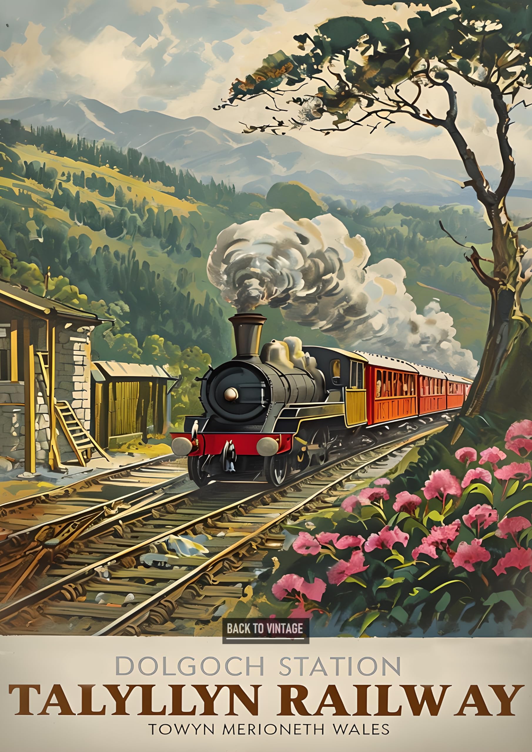 Back To Vintage Multicoloured Talyllyn Railway - Vintage A4 Tech Poster Celebrating Scientific Progress Industrial Design Style Wall Art For Study Office Decor Gift For Innovators
