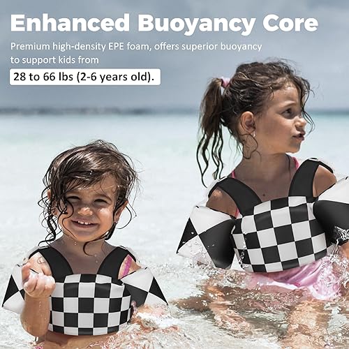 Miniatura 7 de Vvinca Chaleco de natación separable para niños pequeños de 22 a 66 libras (1 a 6 años)  Flotador de piscina 3 en 1 y bandas de brazo para niños y