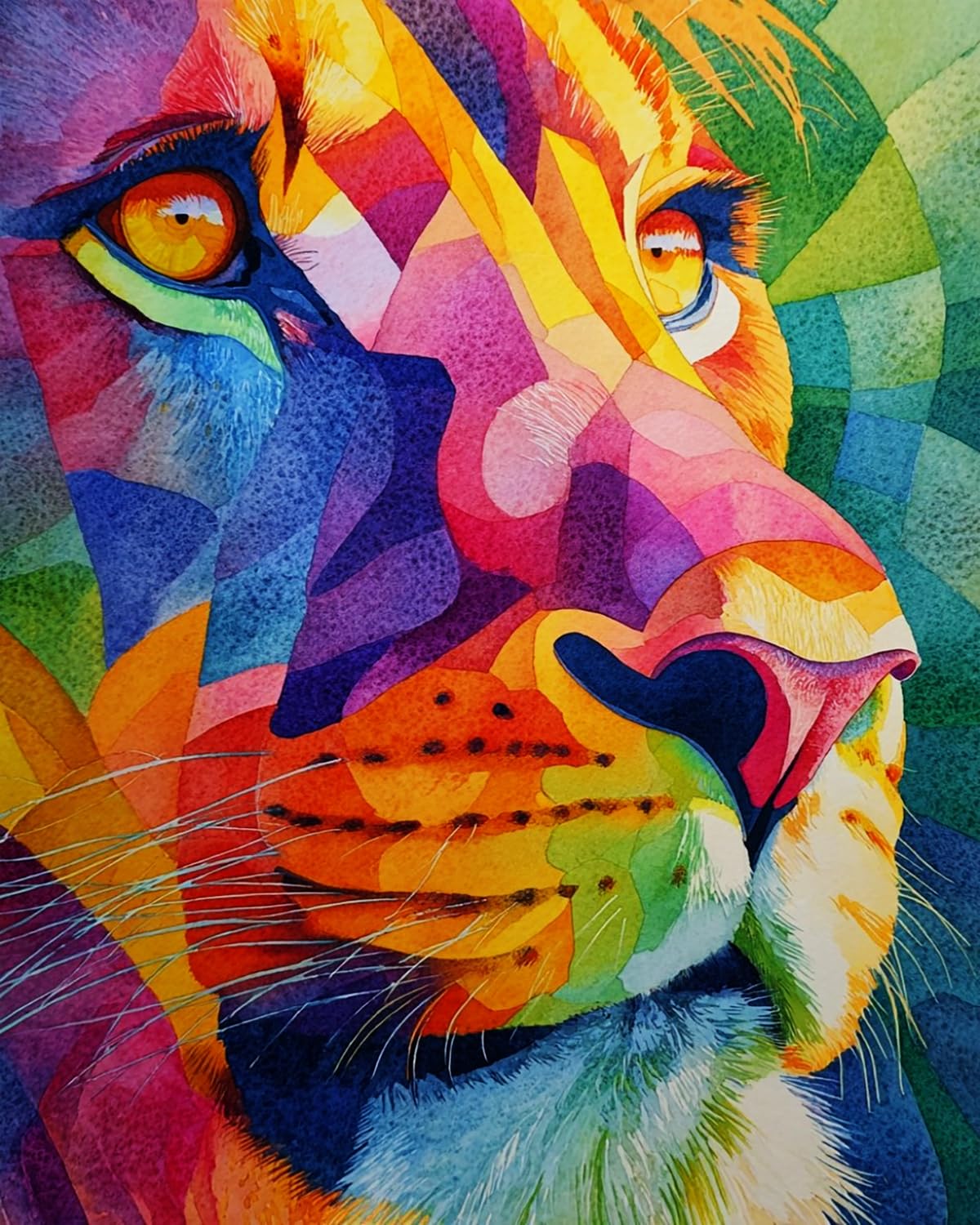 Liubaishi Multicolour Paint By Numbers For Adults, Rainbow Lion, 16X20 Inch Canvas With Acrylic Paints