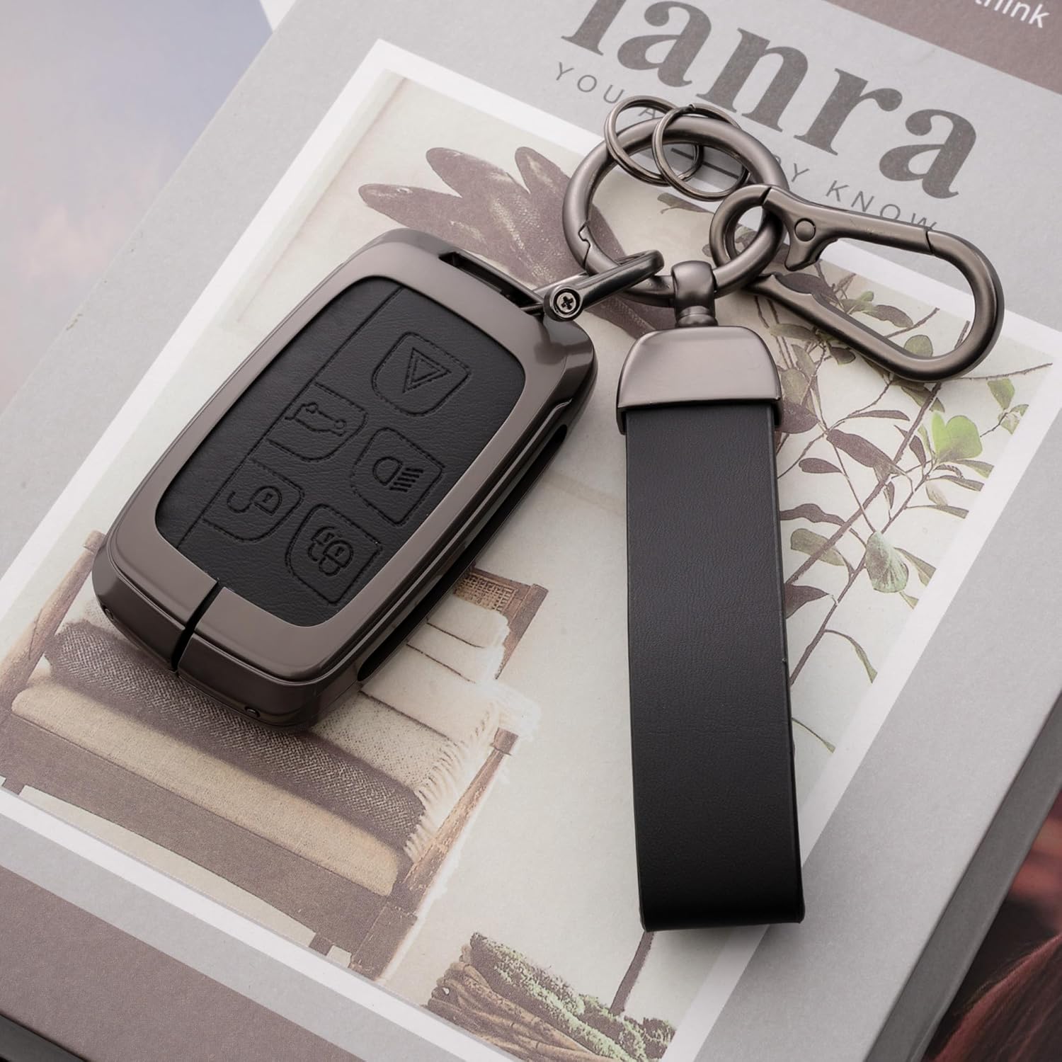 Key Fob Cover with Heavy-duty Keychain for Range Rover Evouge Discovery Sport Velar LR2 LR4 Jaguar XF XJ XJL XE - Image 4