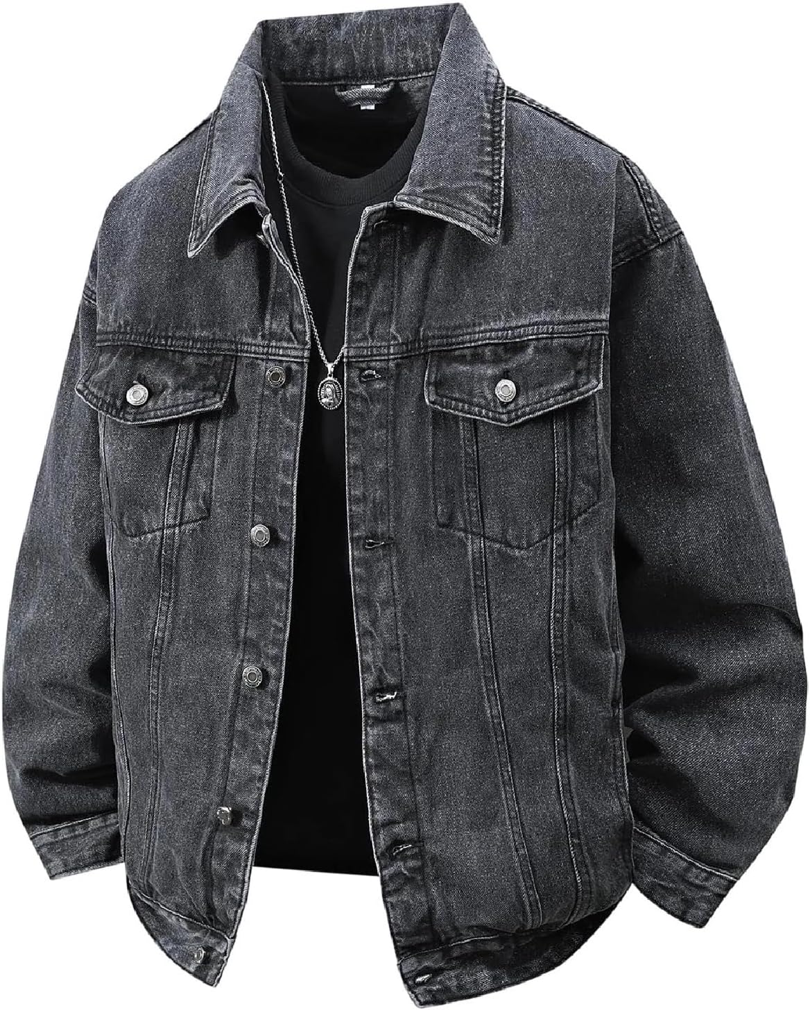 Men's Casual Light Wash Denim Jacket - Loose Spring Jean Coat Daily Outerwear