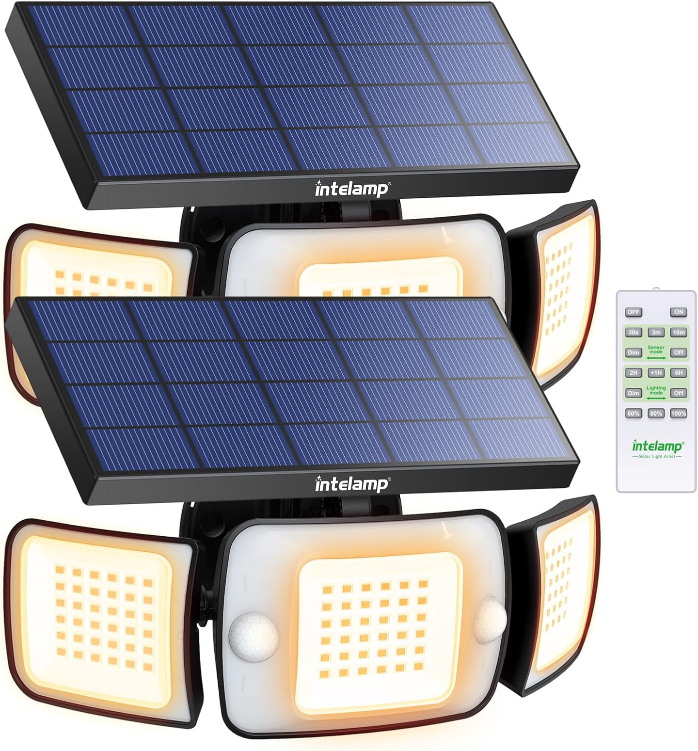 intelamp Solar Lights Outdoor 6000mAh Battery Solar Security Motion