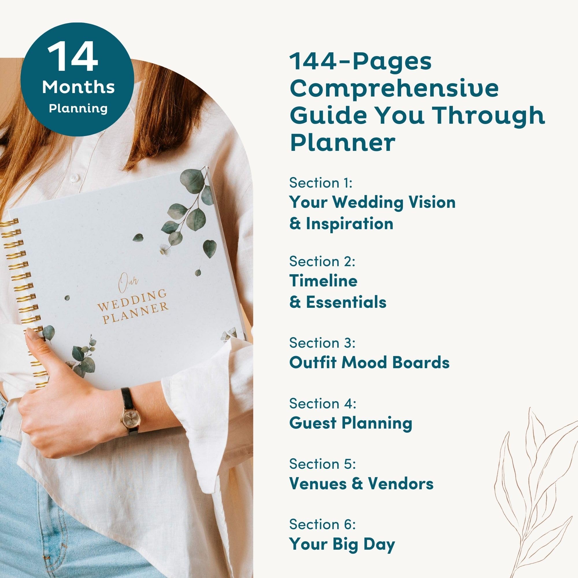Umfassendes Hochzeitsplaner-Buch und Organizer für die Braut – Leinen-Hochzeitsplanungsbuch, Verlobungsgeschenke für Frauen, zukünftige Braut, Hochzeits-Notizbuch, Hochzeitsplaner für die Braut