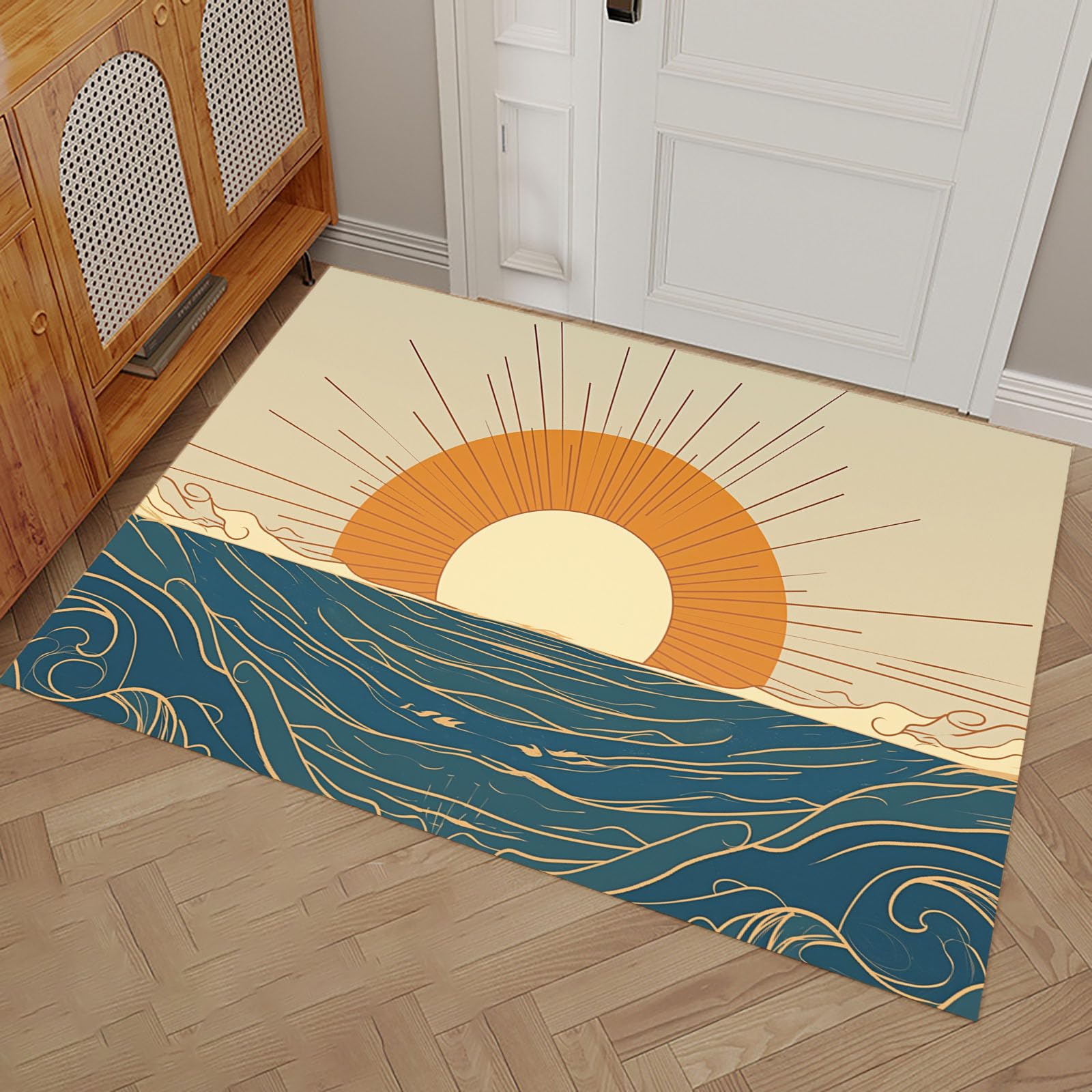 Tapis de porte paillasson d'entrée absorbant géométrie art 50x80 cm lavable