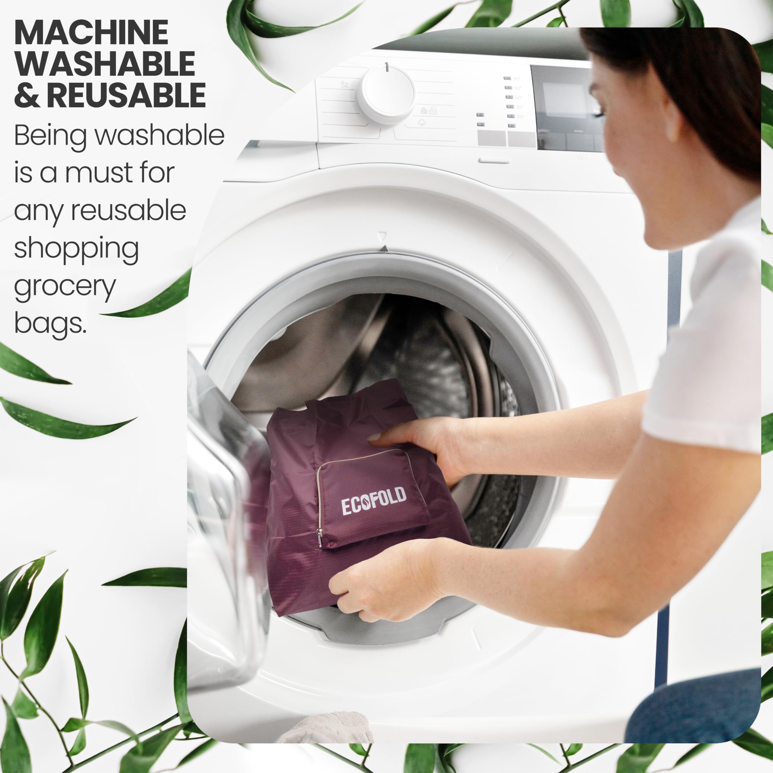 ECOFOLD Large Tote Bag Pack of 2, Reusable Grocery Bags with Handles, Easily Washable and Eco-Friendly, Heavy Duty Reusable Shopping Bags for Groceries – Red and Blue