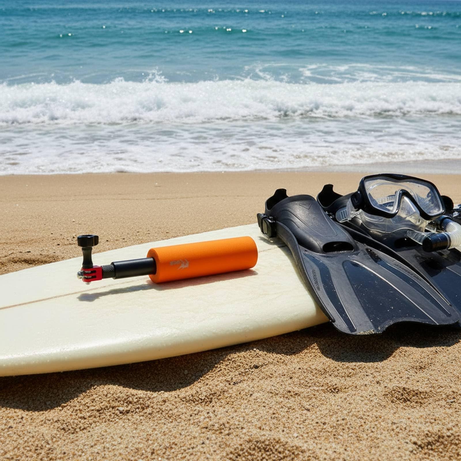 Support Caméra Flottant Perche Télescopique Compatible Multidispositifs Manche Mousse Ergonomique Résistant à l'eau Adapté à la Plongée Baignade Surf, 70CM