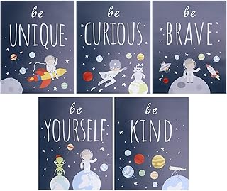 VGOL 5pcs Space Wall Prints Unframed Space Inspirational Posters 8 x 10 Inch Planet Motivational Quote Pictures for Playro...