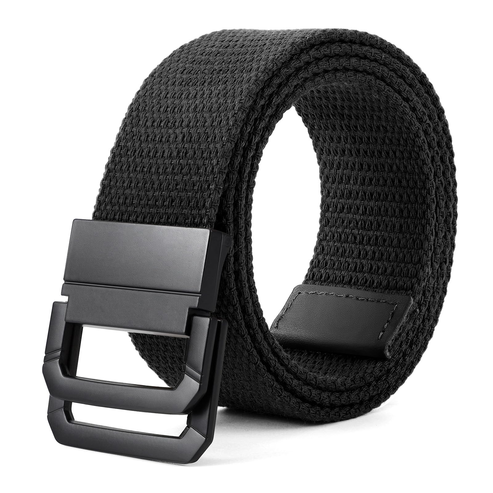 SANSTHS Canvas Belt with Double Ring Buckle, Fabric Web Belt for Women Men Double Ring for Outdoor & Casual Wear