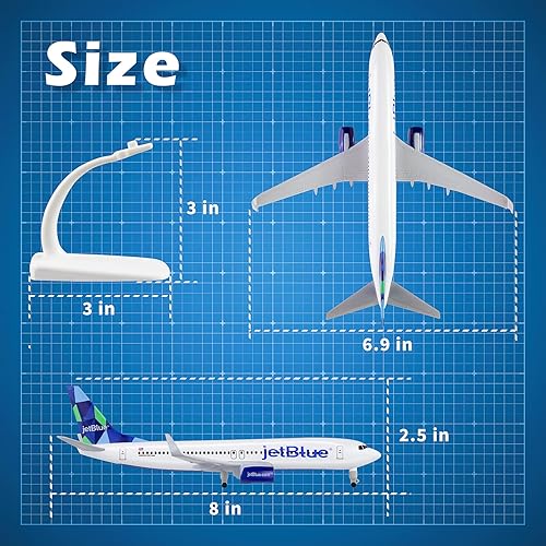 Miniatura 4 de Lose Fun Park Avión modelo modelo a escala 1300 aviones fundidos a presión Jet Blue 737 Airlines modelo avión para colecciones y regalos