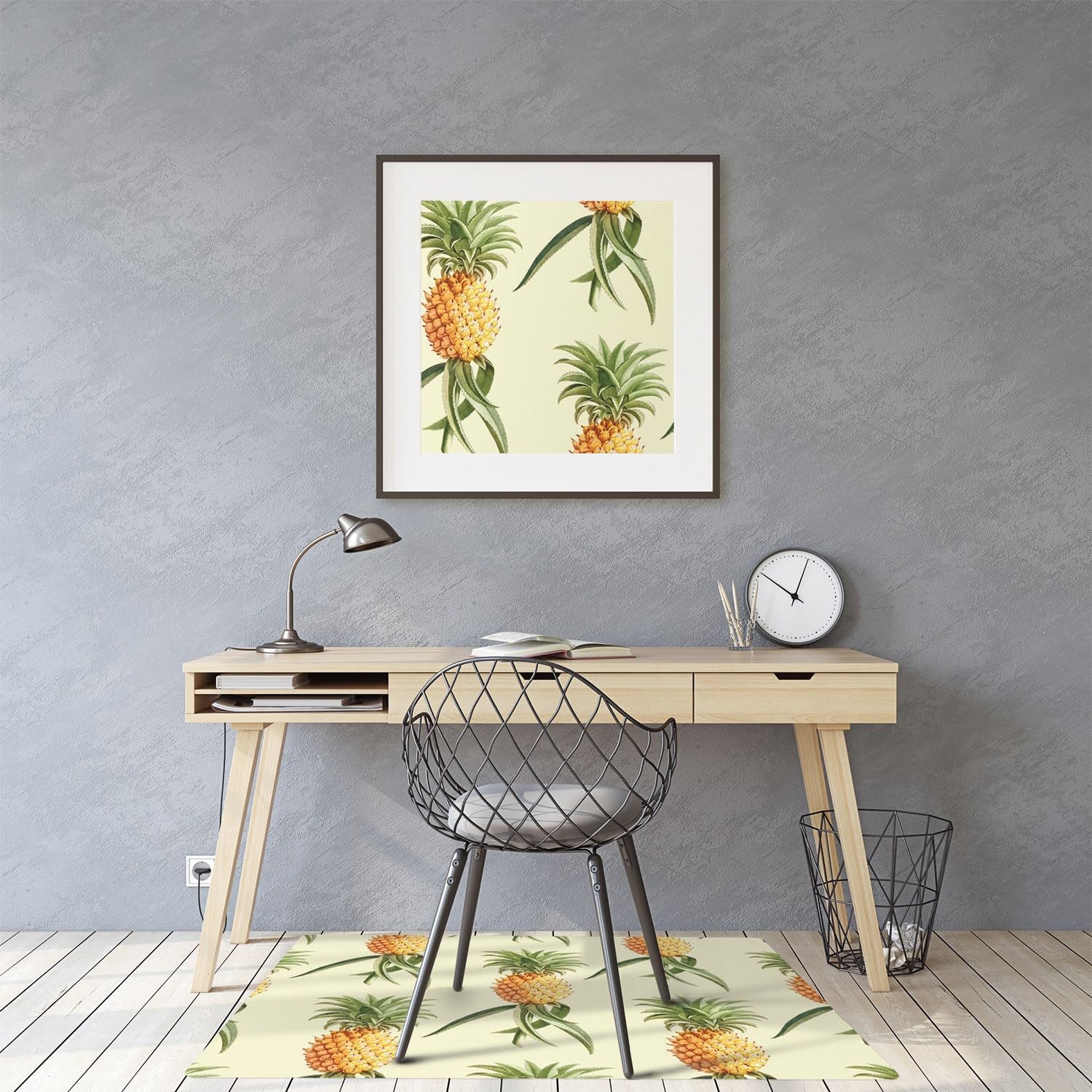 Tappeto per Sedia 120x90 cm Facile da Pulire per Ufficio a Casa Protezione di Pavimenti PVC Vinile Rettangolare Impermeabile Antiscivolo Resistente ai Danni - foglie di banano