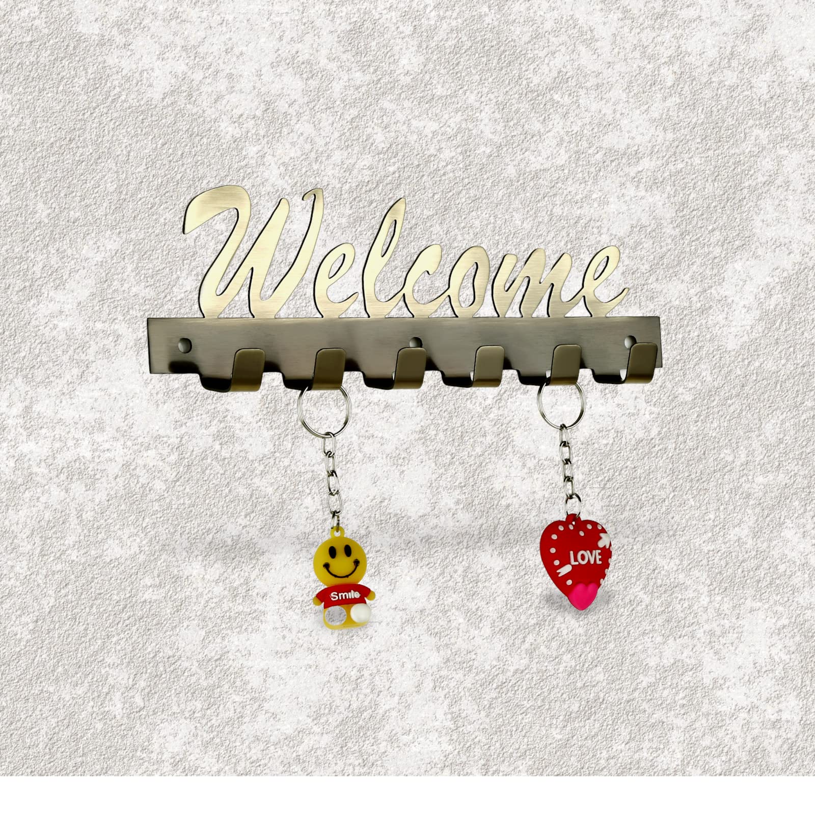 EYE BERRY BASI SALES WITH MISCELLANEOUS DEVICE Brass Wall Key Holder Stainless Steel 9" inch Key Holder Wall Hanging Stand Home Decor Key Holder (Welcome Steel b.a.) (B0BLZVXKQL) Amazon Price History, Amazon Price Tracker