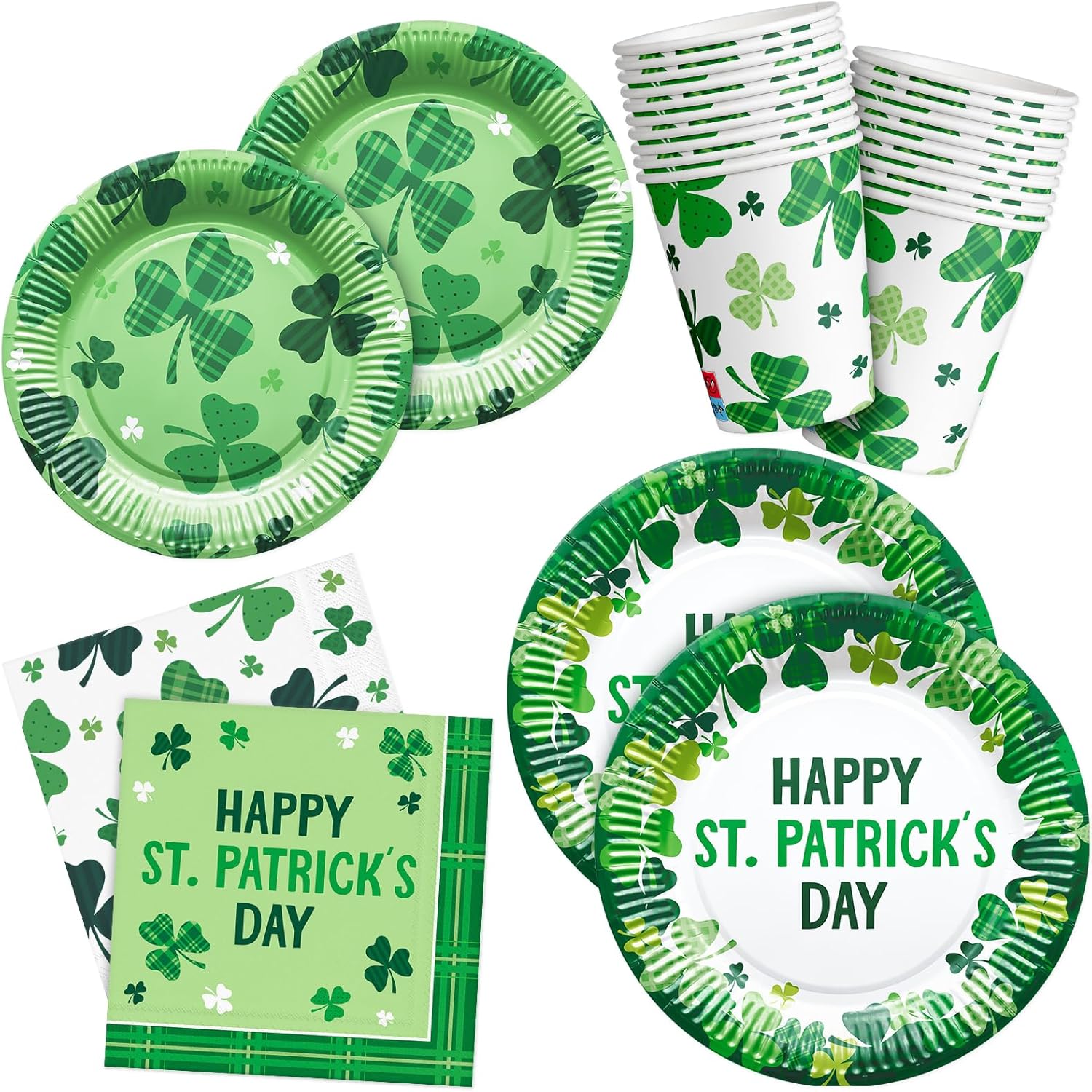 ZVK Easter Paper Plates Napkins Cups Set Party Supplies Dessert Plates, Dinner Plates, Paper Napkins Disposable Serve 24