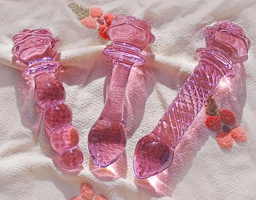 ASNOKNAE Consolador de 3 piezas de tapón anal de cristal rosa, consolador de cuentas de tapón anal de cristal, juego de juguetes sexuales para