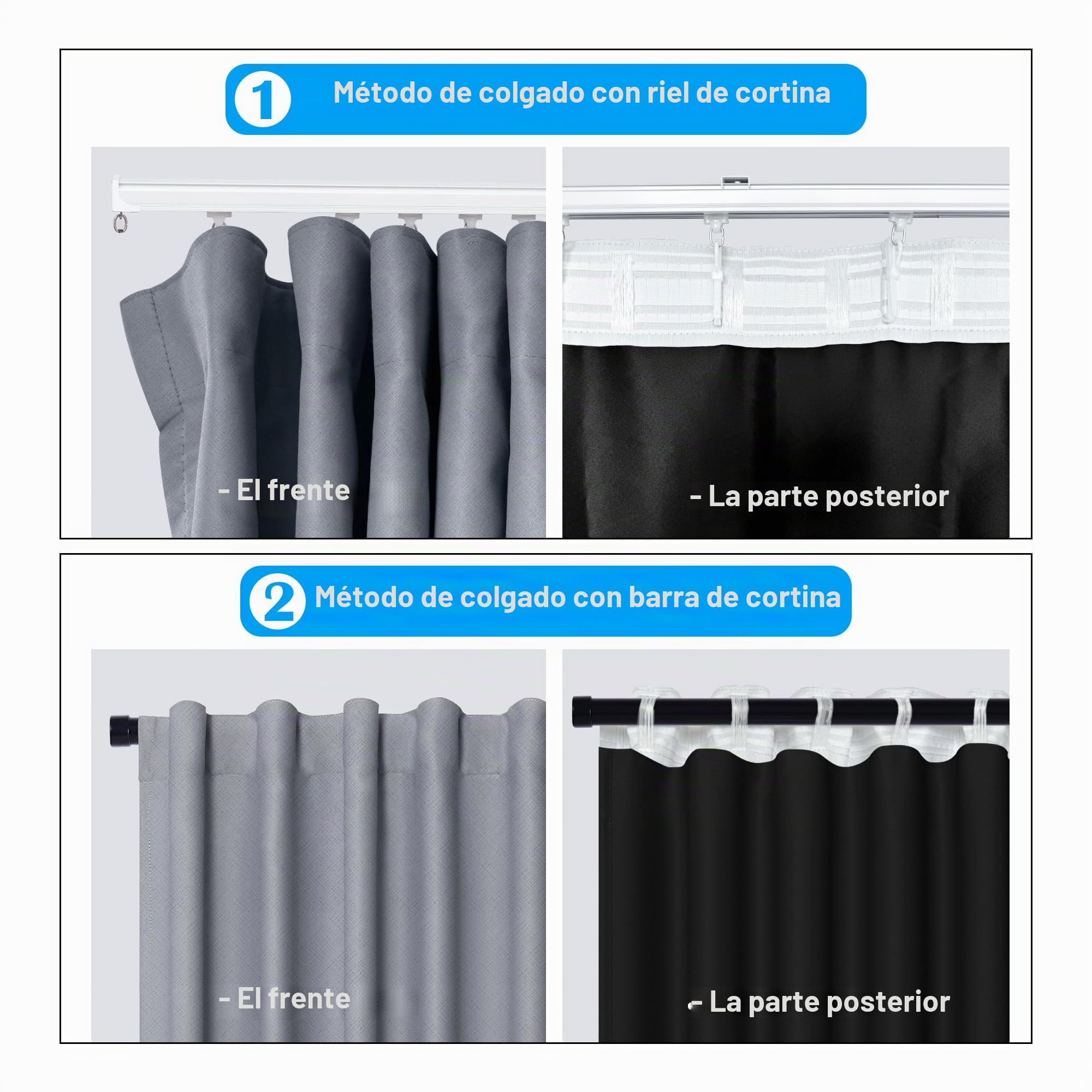 MaKefeile Cortinas divisoras de habitación, opacas, panel de privacidad, aislamiento térmico, reducción de ruido, para dormitorio, ventana, sala de estar, techo, cortina de riel de 2,5 m de ancho, 2,4