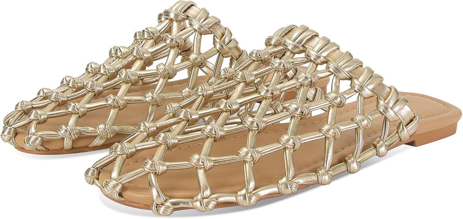 SOVANYOU Woven Flats for Women Gold Mesh Mules Closed Toe Braided Ballet Flat Sandals Hollow Slippers Summer Dressy Shoes - Image 6