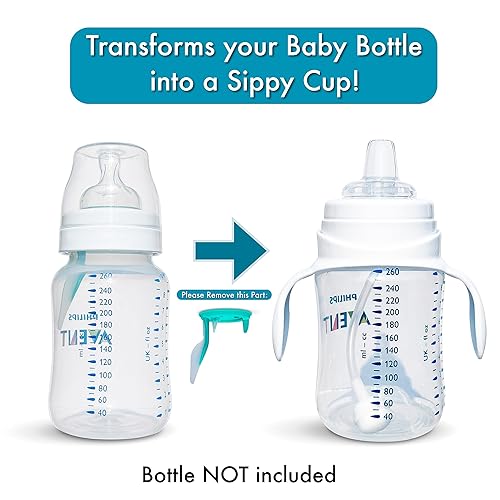 Miniatura 4 de Kit de conversión de vasos para biberones anticólicos Philips Avent, 2 unidades, pezones de silicona suave de grado alimenticio, popote pesado, asas