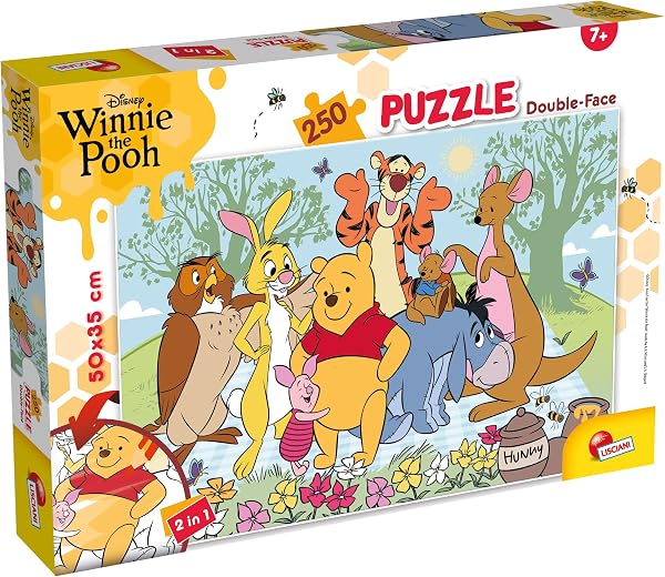 Lisciani - Disney Winnie The Pooh - Puzzle 250 pièces pour Enfants dès 7 Ans - Puzzle Disney Double Face 2-en-1 - Format 50 x 35 cm - Winnie l’Ourson et Ses Amis - Activité Créative et Observation - 1