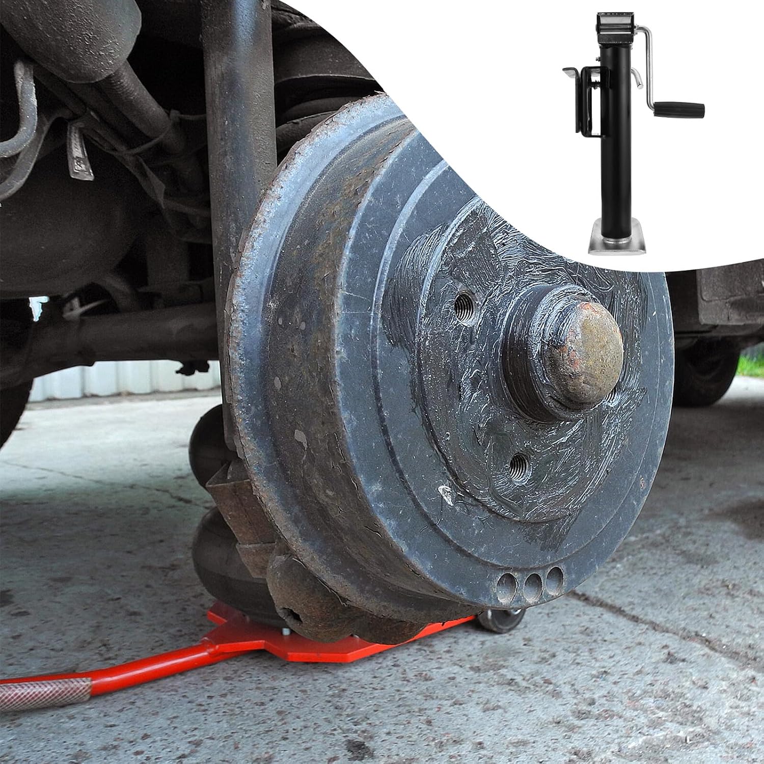 Alasum Manual Stabilizer Jack 900kg Load Car Lifting Jack with Support Bracket for Rv Trailer Camper Side Crank Black