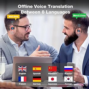 AI Real Time Translation Earbuds - 144 Languages & Accents 3 in 1 Portable Translator Headphones for Business Meeting Travel (Black)