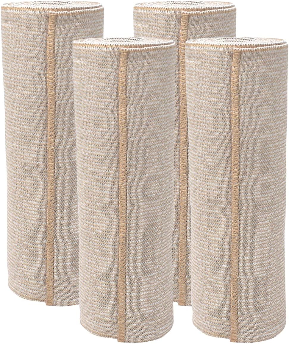 Comfort Elastic Bandage Wrap (6" 6 Pack) – Single Hook & Loop Closure – NexSkin Premium Cotton, Latex-Free Compression Wrap – Soft, Hypoallergenic & Reusable Support for Waist, Legs, Elbow & Knee