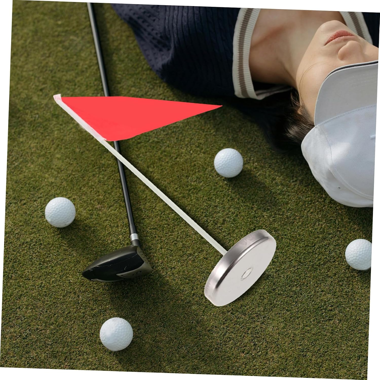 Golf Hole Cup with Flag Durable Practice Golf Cup for Marking for Training and Decoration