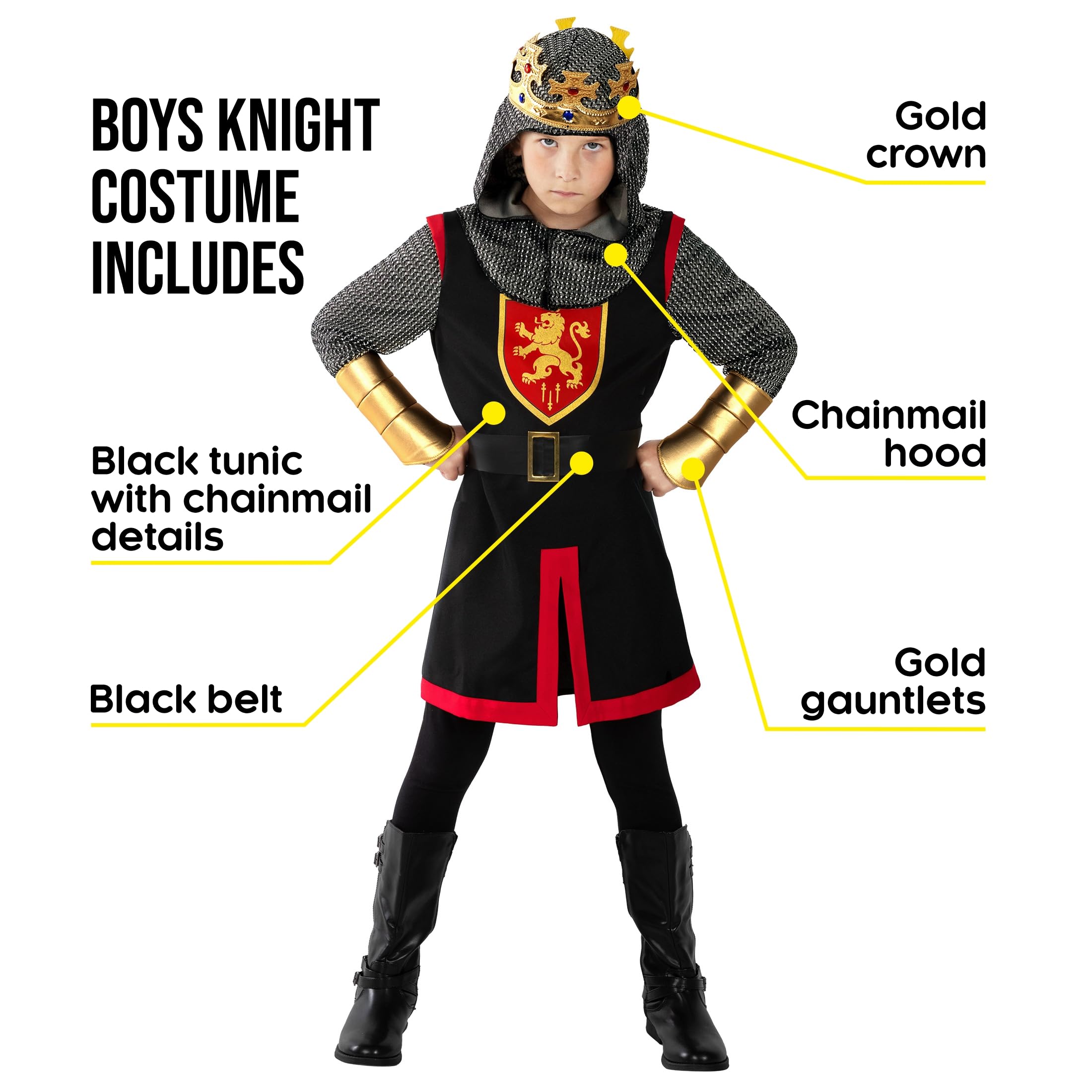 Morph Medieval Knight Costume for Boys Knight Costume Kids, Halloween Costumes For Boys Warrior Costumes Kids L - Image 2