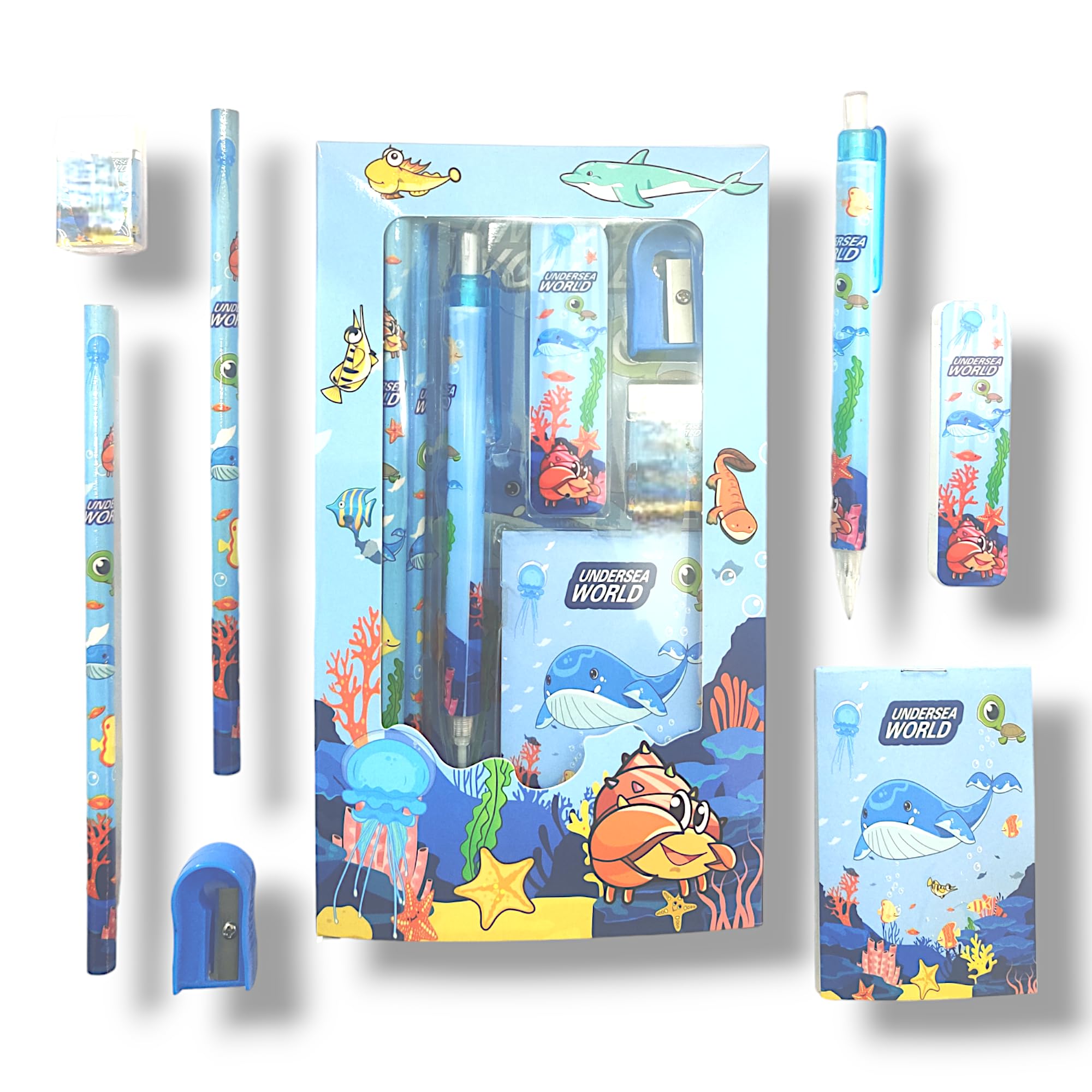 Kidorado-Stationery Set For Girls And Boys|Kids Return Gift-6 In 1 Cartoon School Items For Kids- Pencils, Clutch Pencil, Refills, Eraser, Sharpener, Diary|Birthday Gift Idea (Undersea) - Multicolor (B0CRVQ2K56) Amazon Price History, Amazon Price Tracker