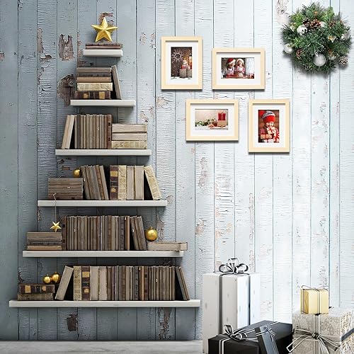 Vista 213 de KINLINK Marco de fotos A4 natural, de madera maciza con plexiglás acrílico para fotos A5 con paspartú o A4 sin paspartú, marco de fotos para mesa