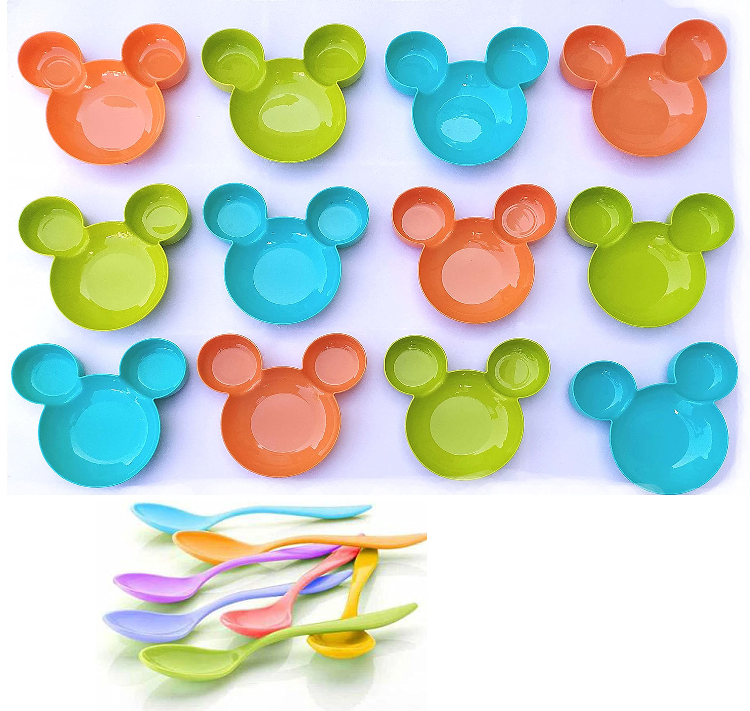 Kitchwish Mickey Mouse Shape Cartoon Plates for Kids, Bpa Free, & Unbreakable Abs Stylist Baby Spoon, Ice-Cream Spoon, 12 Pieces Spoon & 12 Pieces Plates (Plastic) (B09G182GJT) Amazon Price History, Amazon Price Tracker