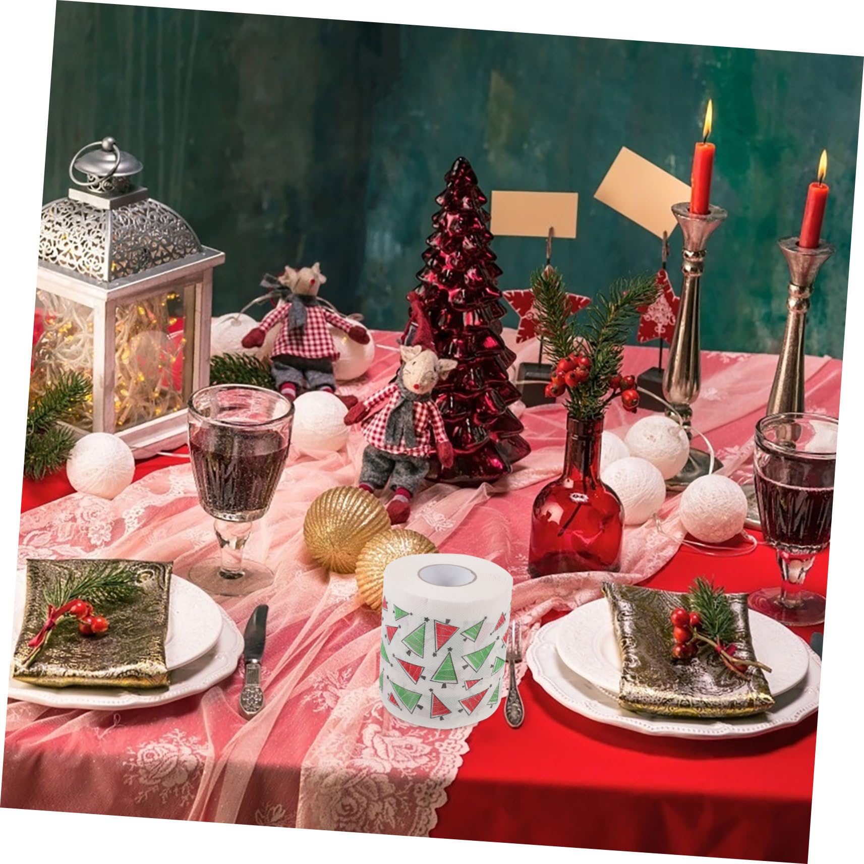 5 Rollos Servilletas Desechables Navideñas Higiénico Con Motivos Festivos Absorbentes Para Fiesta Decoración Navidad