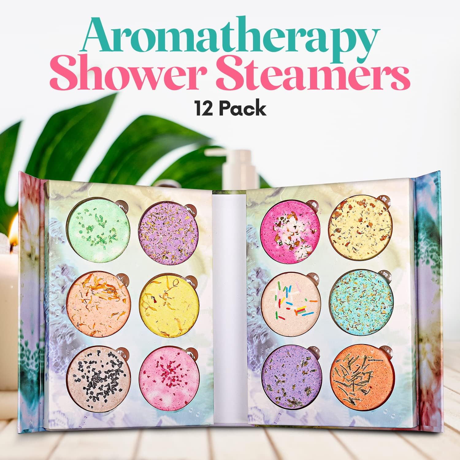 Marvelous Essentials 12-Pack Shower Steamer - Aromatherapy Shower Steamer Tablets with Pure Essential Oils and Sea Salt - Natural Vaporizing Shower Tablets Bath Gift Set