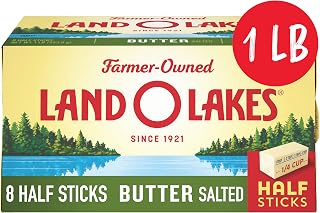 Land O'Lakes Salted Butter Half Sticks, 1 lb (8 Sticks) - Sweet Cream Butter for Baking, Cooking & Small-Batch Recipes