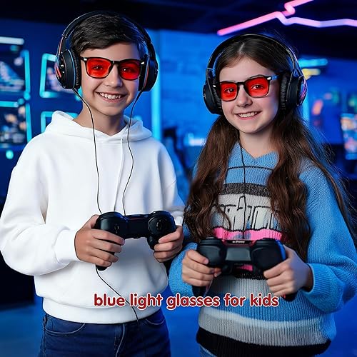 Miniatura 5 de CHEERS DEVICES Lentes de bloqueo de luz azul para niños, niñas y adolescentes, anteojos de computadora con marco irrompible y antirreflejos 1 Par