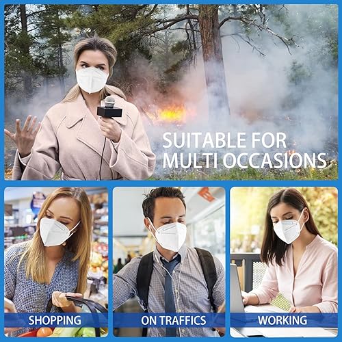 Miniatura 6 de Hotodeal - 20cubrebocas KN95 de 5capas antipolvo protección de material particulado 25 fuego y humo para hombres y mujeres para trabajadores