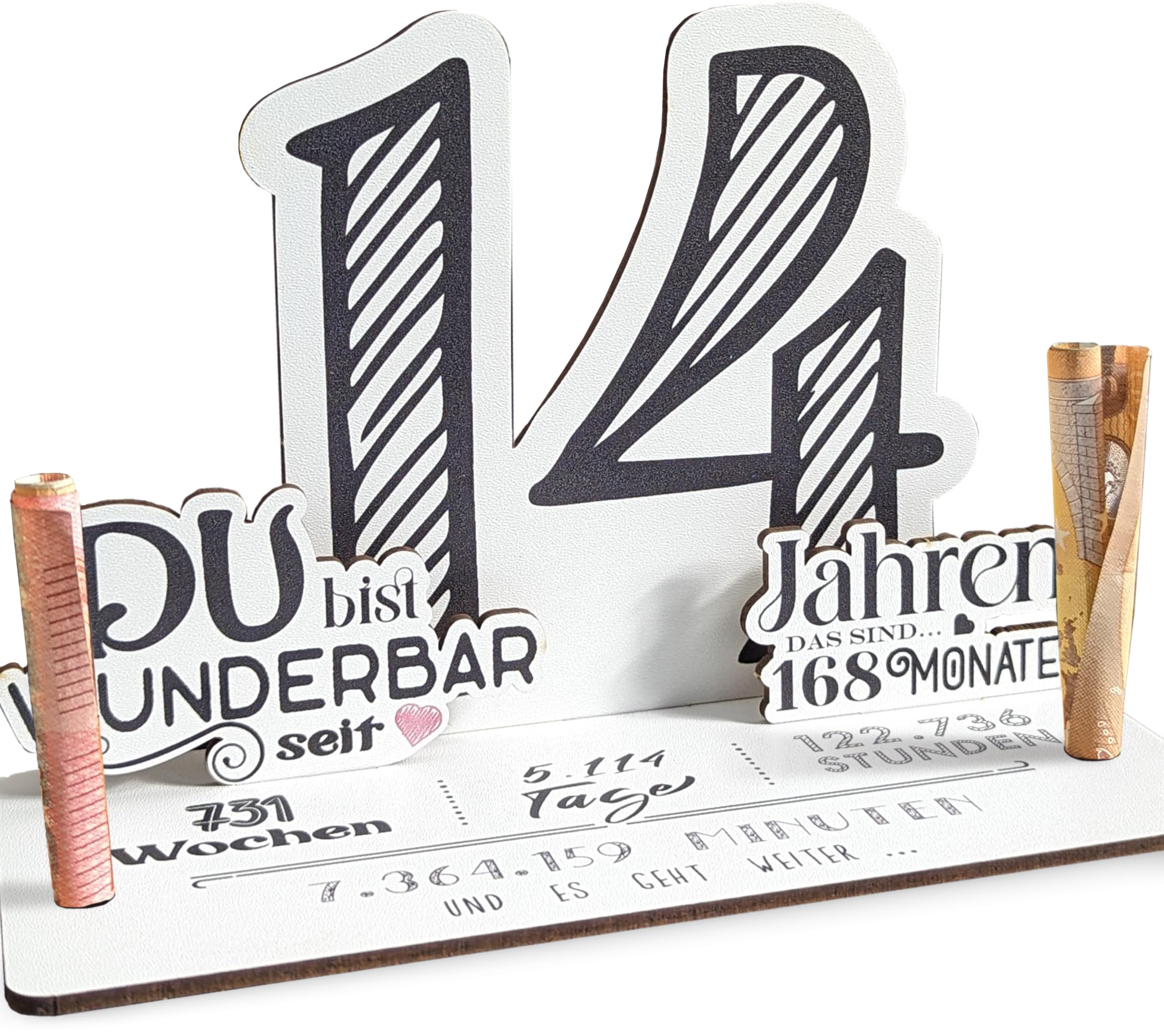 14 Geburtstag - 14 Jahre 3D-Holzkarte | Geldgeschenke, 14 Geburtstag Mädchen, 14 Geburtstag Jungen, 14 Geburtstag, 14. Geburtstag Mädchen, 14 Geburtstag Deko, 14. Geburtstag Jungen