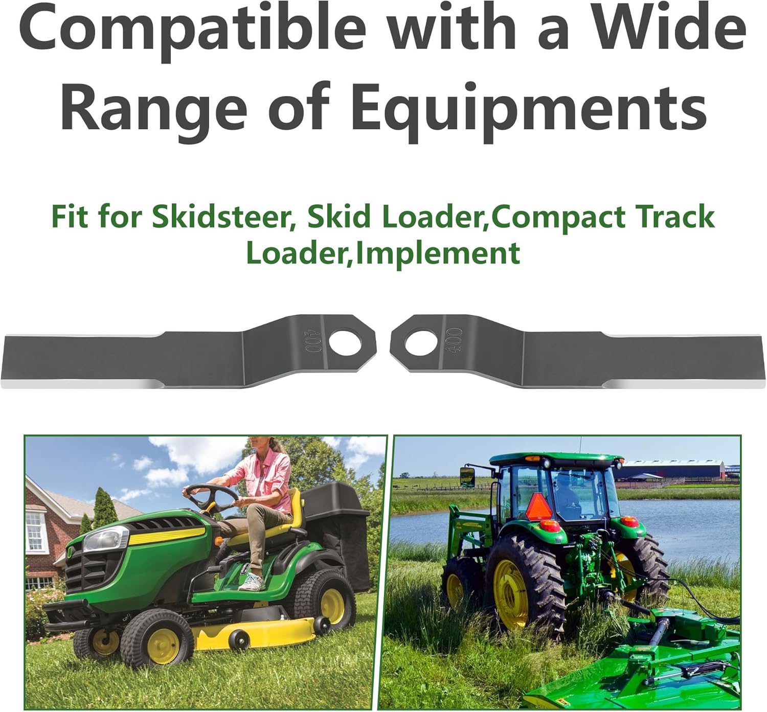 Cutter Lawn Mower Blades,Replacement for Bush Hog Blades- Compatible with Skid Steer, ATV Mower King, ASV, Bobcat, John Deere, Kubota, CAT, Compact Track Loader-Heavy Duty AR400 Steel 7mm Thickness