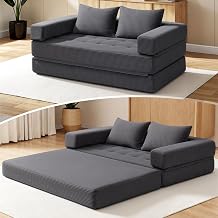Folding Sofa Bed Sleeper Sofa Chair 3 in 1 Convertible Sofa Bed Twin-White | Foldable Floor Sofa Bed with Pillow Foldable Mattress with Back Support Floor Lounge Sofa for Home Office Couches
