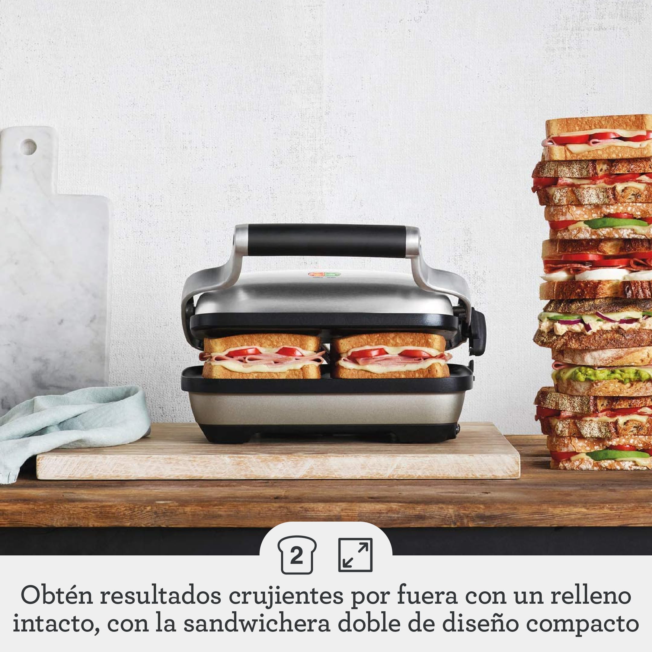 Sage Perfect Press - Sandwichera y Tostadora, Acero Inoxidable