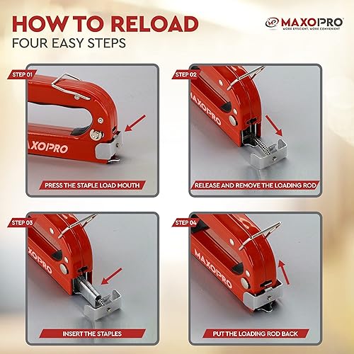 Miniatura 5 de Pistola grapadora de tapicería 4 en 1  Pistola grapadora resistente con grapas 4000 (tipo D, U, I y T)  Pistola de grapas manual de ajuste de