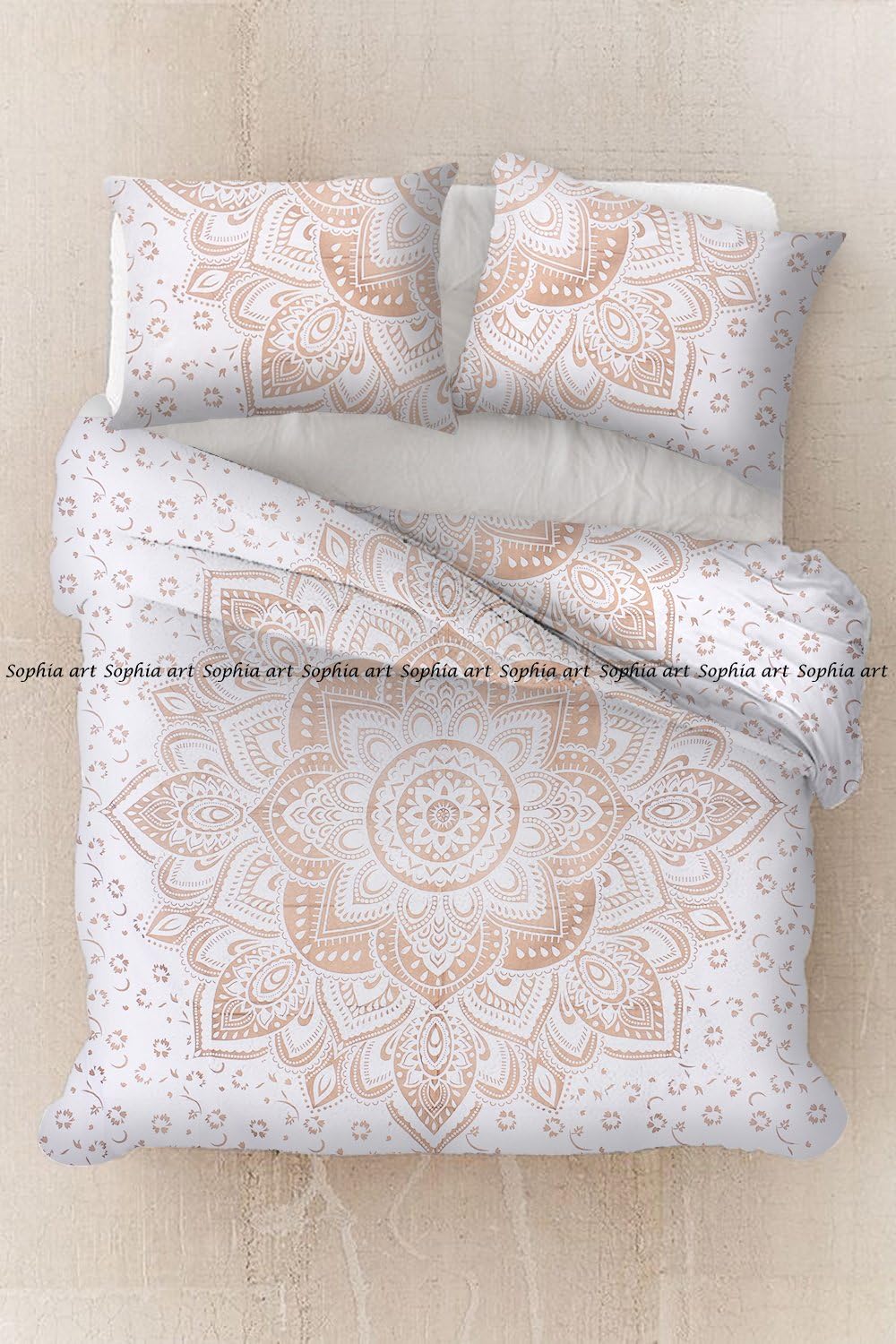 Sophia Art Indian Mandala Duvet Cover with Pillow Cases Double Quilt Cover Boho Bedding Set (Purple)