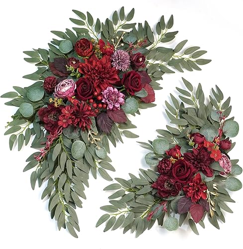 Miniatura 7 de Kit de flores artificiales para arco de boda (paquete de 2) para arco de boda, despedida de soltera, ceremonia y decoración de telón de fondo de