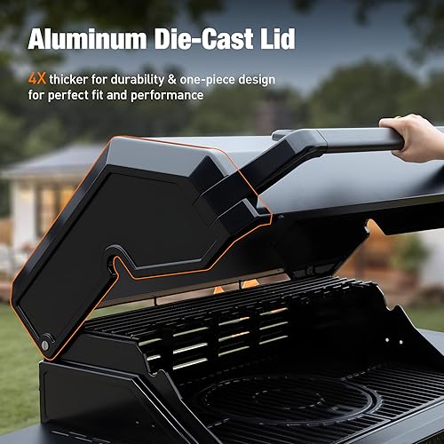 Miniatura 5 de Brand-Man PRO - Parrilla de gas propano de 5 quemadores, zona de sellado de 14000 BTU con malla infrarroja, rejillas y plancha de hierro fundido