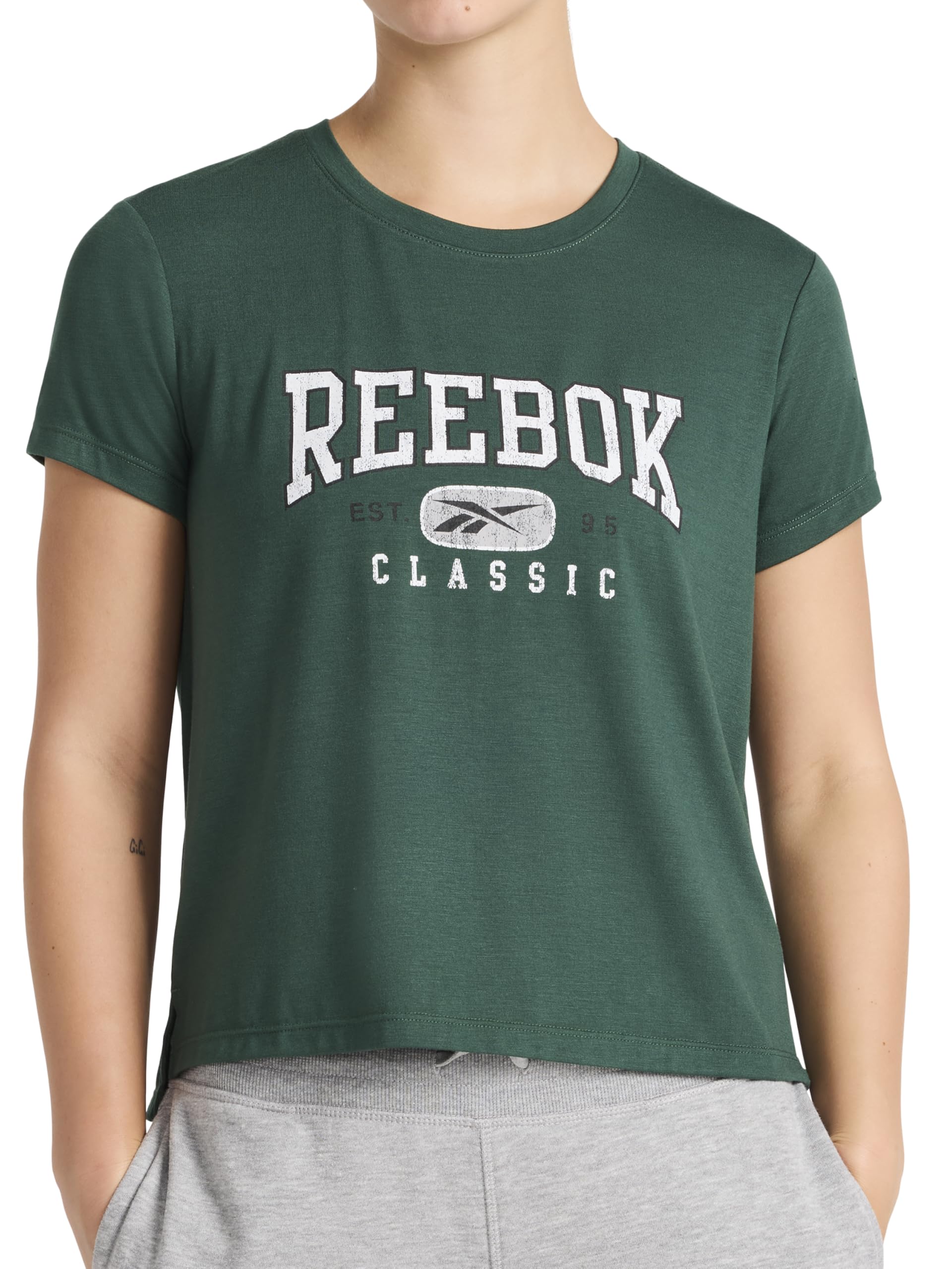 Women's Classic Athletic Graphic Crewneck Cropped T-Shirt