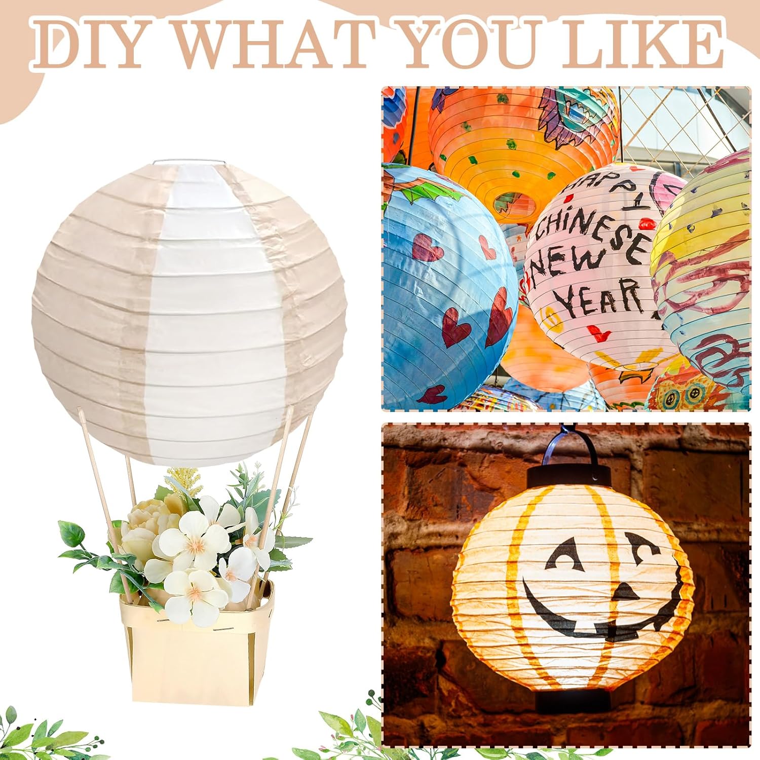 Retisee 12 Sets Baby Shower Hot Air Balloon Table Centerpieces for DIY Hot Air Balloon Party Decors Gender Reveal First Birthday Centerpiece for Wedding Birthday(Nude Striped,9.84 Inches/ 25 cm)