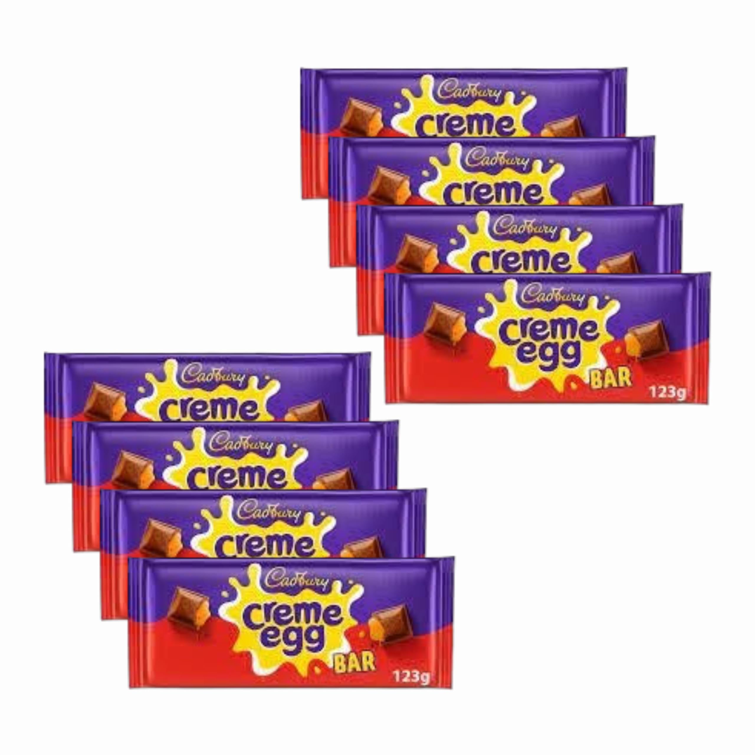 CD Creme Egg Chocolate Bar 123g x 8 Pack – Rich Milk Chocolate with Smooth Fondant Centre, Multipack Imported Sweet Treats