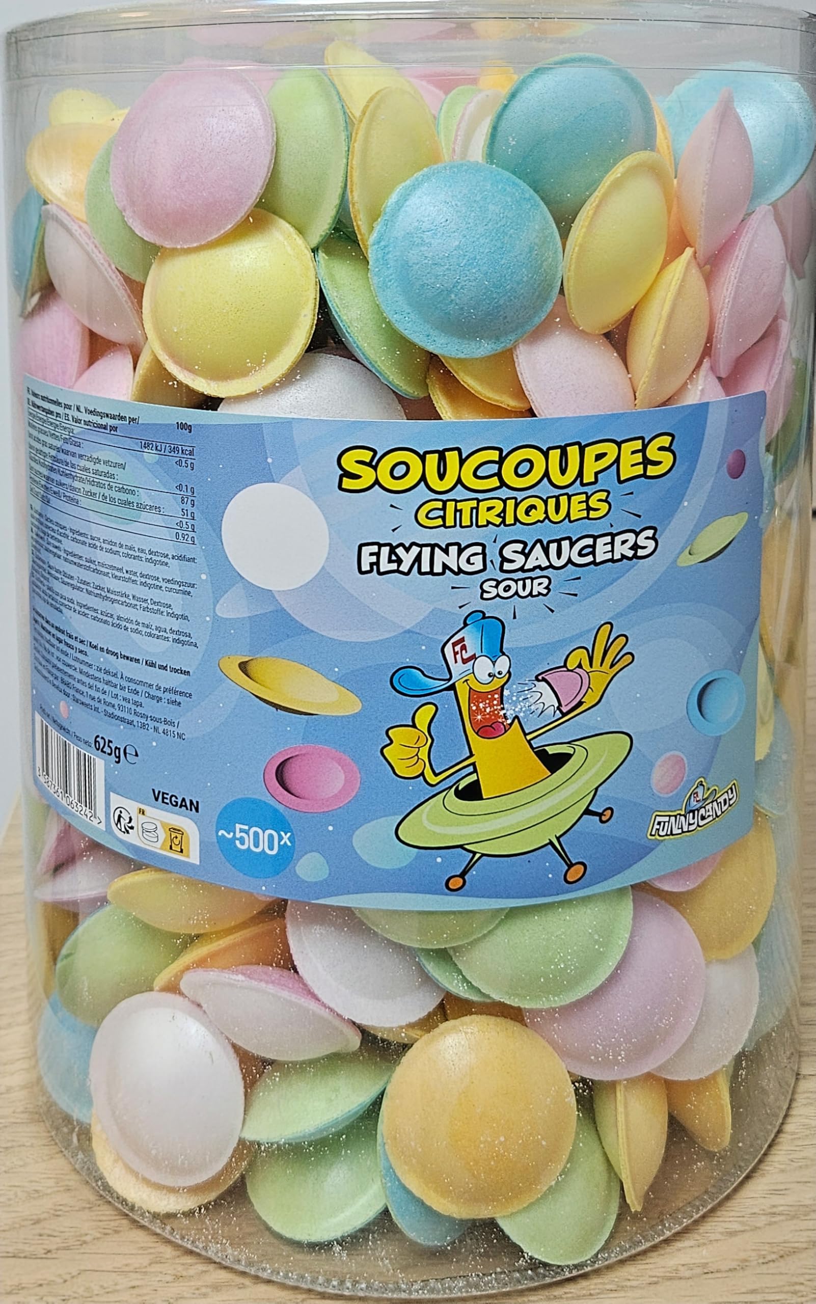 Soucoupes Fondantes Acidulées -Brabo France - Funny Candy -Tubo de 500 pcs - Classique de la Confiserie