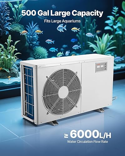 Miniatura 4 de VEVOR Enfriador de acuario de 500 galones, enfriador de agua de 1-12 HP para hidroponía, enfriamiento rápido para peceras, axolotl, arrecife de